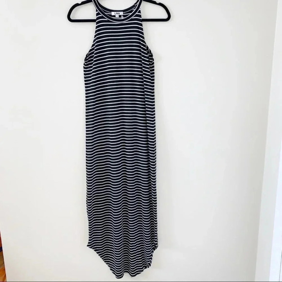 Revolve LNA Leigh Maxi Dress stripes Long Sleeveless Curved hem Scoop neck Small - Picture 2 of 15